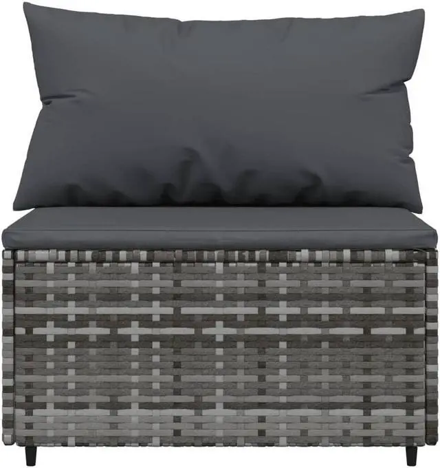 Alt view image 10 of 10 - vidaXL 4 Piece Patio Lounge Set with Cushions Gray Poly Rattan