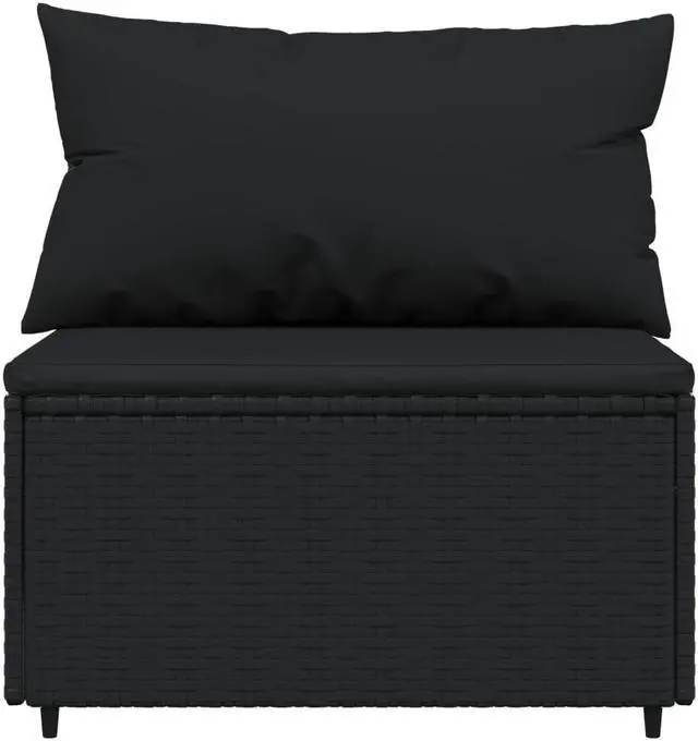 Alt view image 6 of 7 - vidaXL Patio Furniture Set 4 Piece Patio Sofa with Cushions Black Poly Rattan