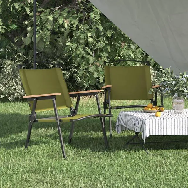 Main image of vidaXL Camping Chair 2 Pcs Outdoor Folding Camping Chair Green Oxford Fabric