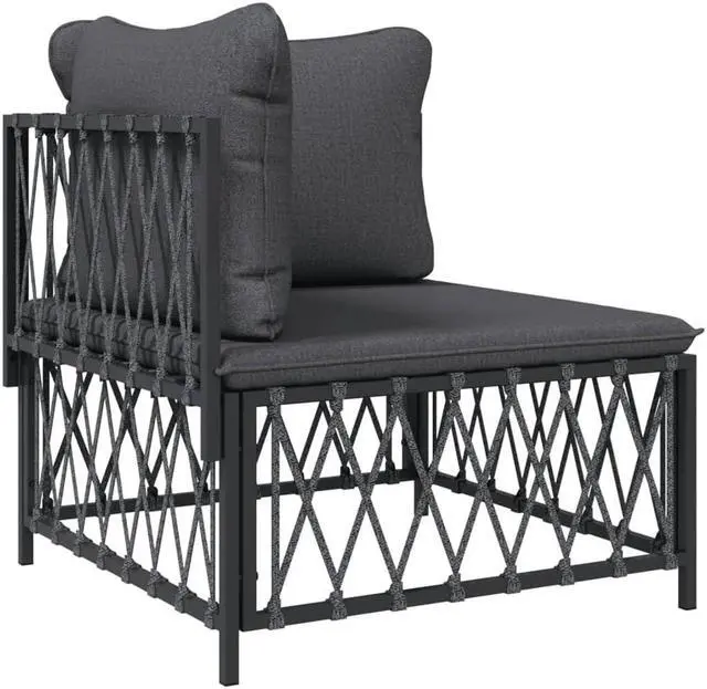 Alt view image 3 of 6 - vidaXL Patio Furniture Set 4 Piece Sectional Sofa with Cushions Anthracite Steel