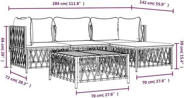Alt view image 4 of 6 - vidaXL Patio Furniture Set 4 Piece Sectional Sofa with Cushions Anthracite Steel