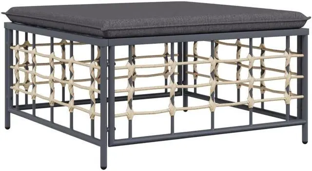 Alt view image 5 of 6 - vidaXL Patio Furniture Set 4 Piece Sofa with Cushions Anthracite Poly Rattan