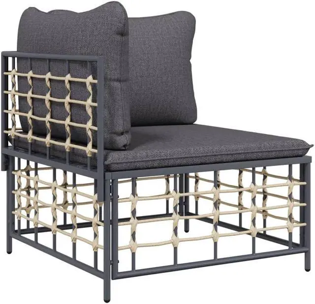 Alt view image 3 of 6 - vidaXL Patio Furniture Set 8 Piece Chair with Cushions Anthracite Poly Rattan
