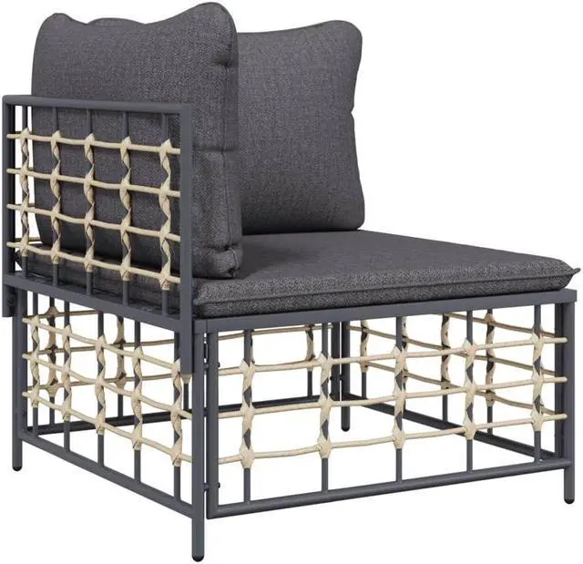 Alt view image 3 of 6 - vidaXL Patio Furniture Set 9 Piece Chair with Cushions Anthracite Poly Rattan