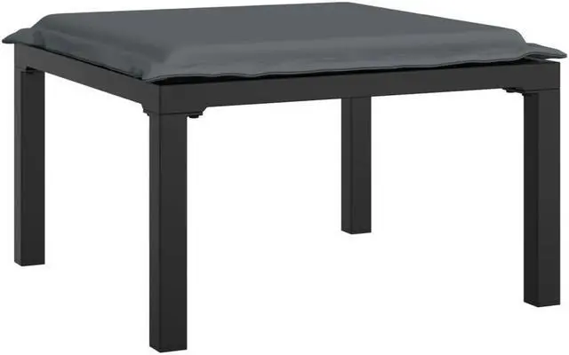 Alt view image 2 of 6 - vidaXL Outdoor Ottoman Outdoor Footstool with Cushion Black and Gray Poly Rattan