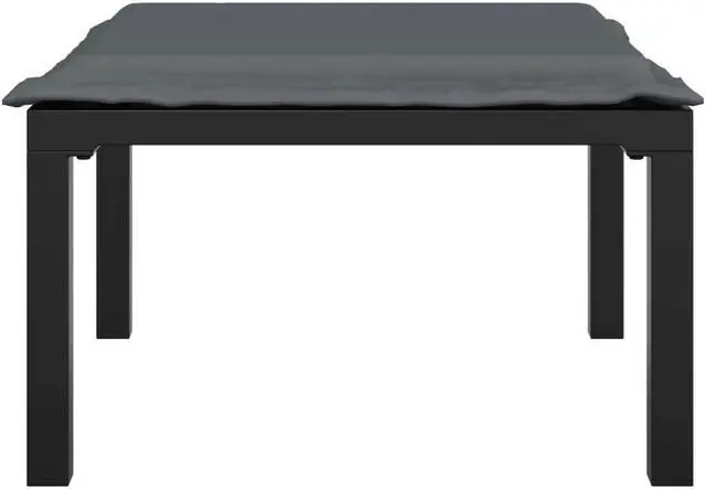 Alt view image 3 of 6 - vidaXL Outdoor Ottoman Outdoor Footstool with Cushion Black and Gray Poly Rattan