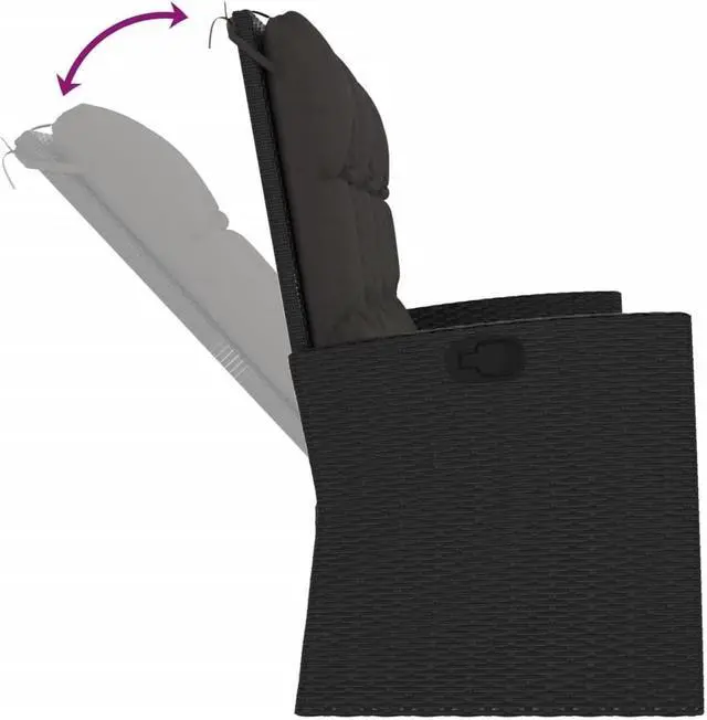 Alt view image 6 of 7 - vidaXL Patio Bench Garden Seat Wicker Furniture with Cushions Black Poly rattan