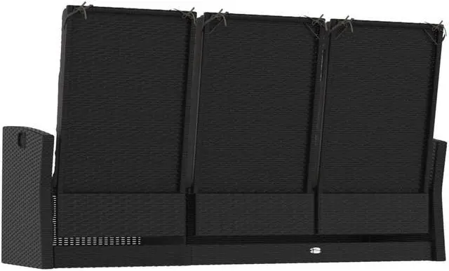 Alt view image 5 of 7 - vidaXL Patio Bench Garden Seat Wicker Furniture with Cushions Black Poly rattan