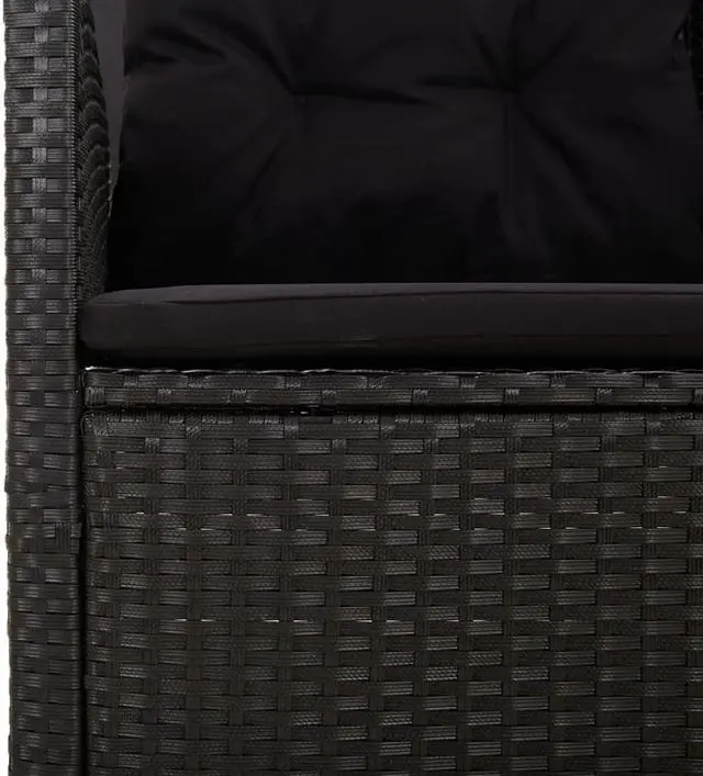 Alt view image 7 of 7 - vidaXL Patio Bench Garden Seat Wicker Furniture with Cushions Black Poly rattan