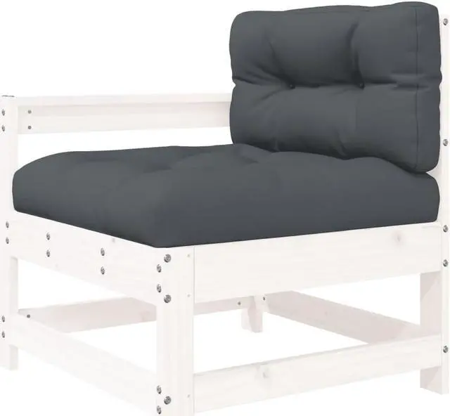 Alt view image 2 of 7 - vidaXL Patio Furniture with Cushions Outdoor Ottoman 2 Pcs Solid Wood Pine