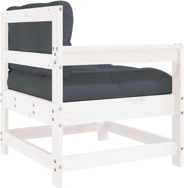Alt view image 5 of 7 - vidaXL Patio Furniture with Cushions Outdoor Ottoman 2 Pcs Solid Wood Pine