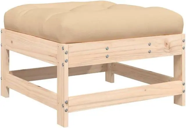 Alt view image 2 of 7 - vidaXL Patio Furniture Set with Cushions Sectional Sofa Couch 3 Piece Solid Wood