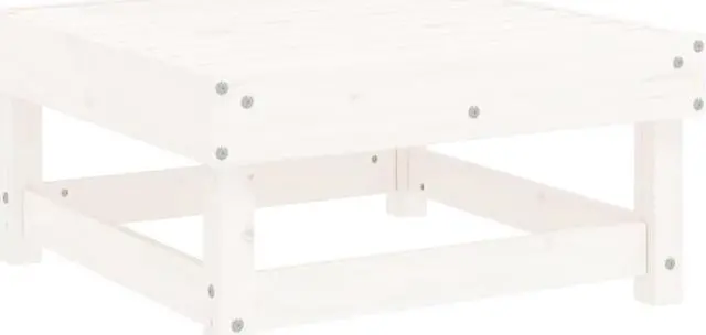 Alt view image 3 of 7 - vidaXL Patio Furniture Ottoman Footstool with Cushion White Solid Wood Pine