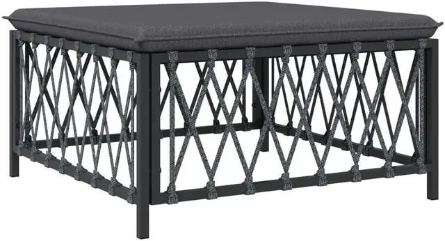 Alt view image 2 of 7 - vidaXL Patio Footstool Footrest Ottoman with Cushions Anthracite Woven Fabric