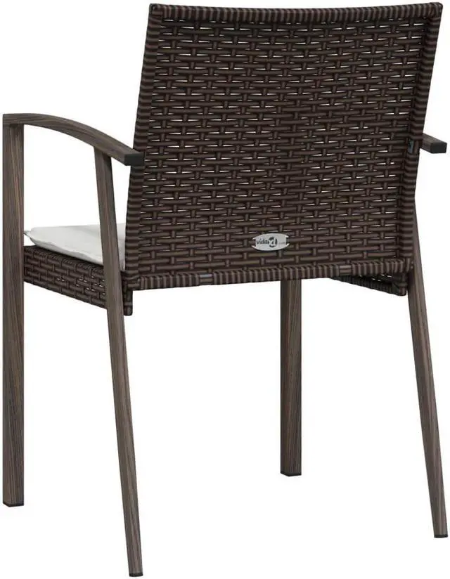 Alt view image 5 of 7 - vidaXL Patio Chair 2 Pcs Outdoor Chair with Cushions Patio Set Brown Poly Rattan