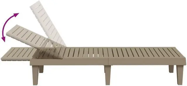Alt view image 7 of 7 - vidaXL Daybed Chaise Lounge Chair Patio Furniture Light Brown Polypropylene