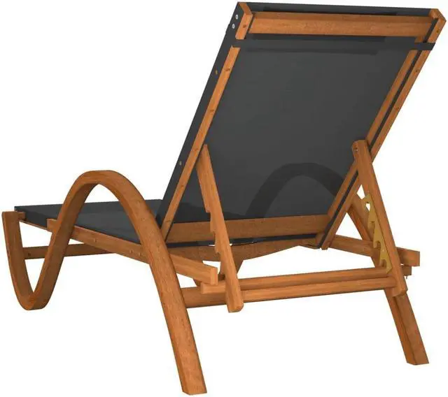Alt view image 5 of 7 - vidaXL Sun Lounger Grey Textilene, Solid Poplar Wood Medium Sun Lounger