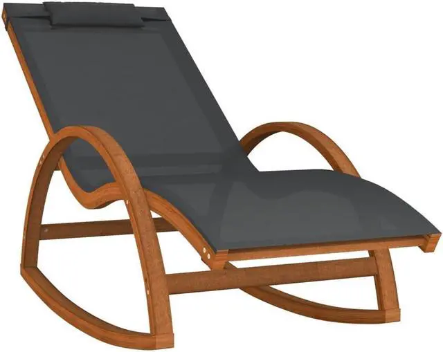 Alt view image 2 of 7 - vidaXL Rocking Chair Grey Textilene, Solid Poplar Wood Standard