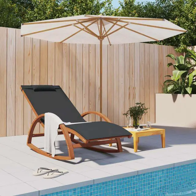 Main image of vidaXL Rocking Chair Grey Textilene, Solid Poplar Wood Standard