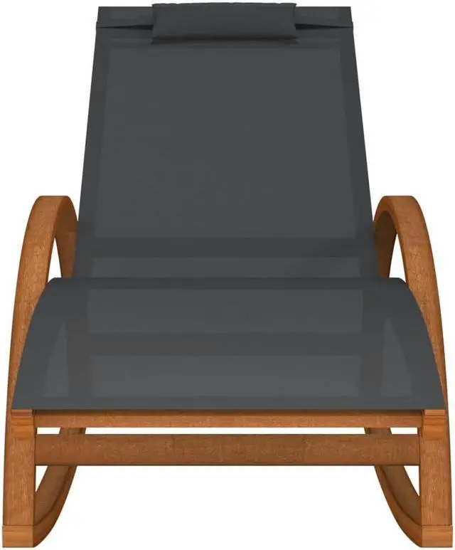 Alt view image 3 of 7 - vidaXL Rocking Chair Grey Textilene, Solid Poplar Wood Standard