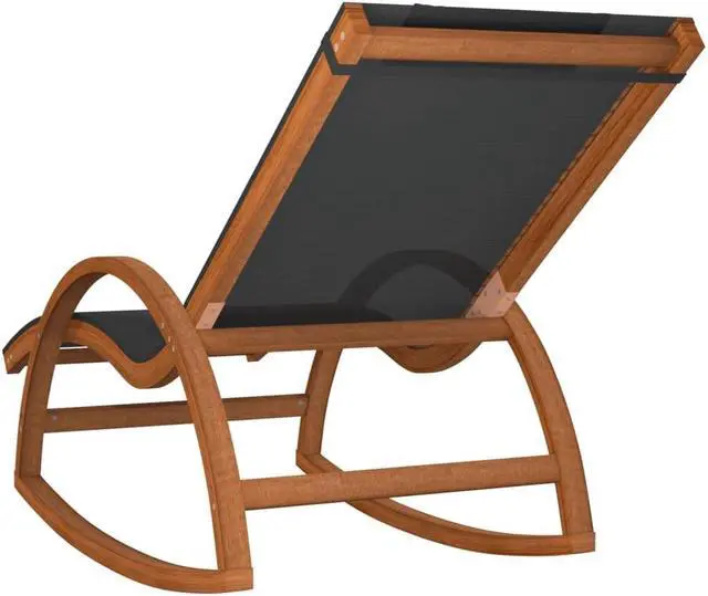 Alt view image 5 of 7 - vidaXL Rocking Chair Grey Textilene, Solid Poplar Wood Standard