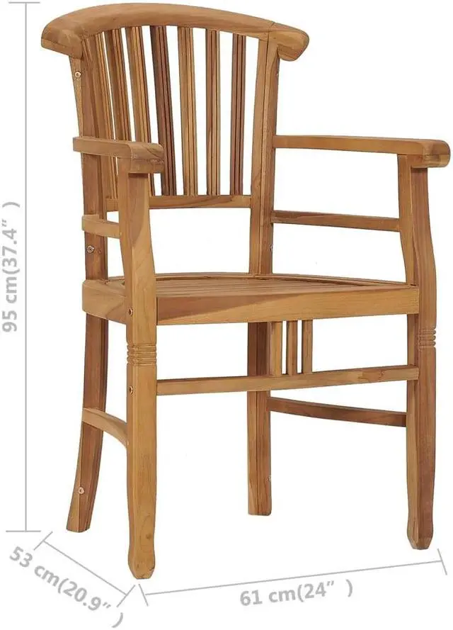 Alt view image 11 of 14 - vidaXL Garden Chairs 2 pcs Solid Teak Wood