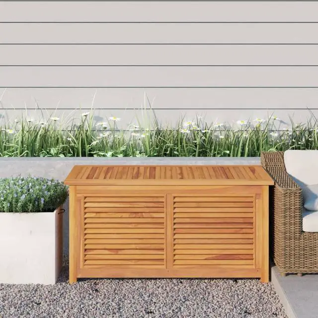 Main image of vidaXL Patio Storage Box with Bag Outdoor Cushion Storage Solid Wood Teak