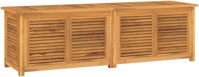 Alt view image 2 of 7 - vidaXL Patio Storage Box with Bag Outdoor Cushion Storage Solid Wood Teak