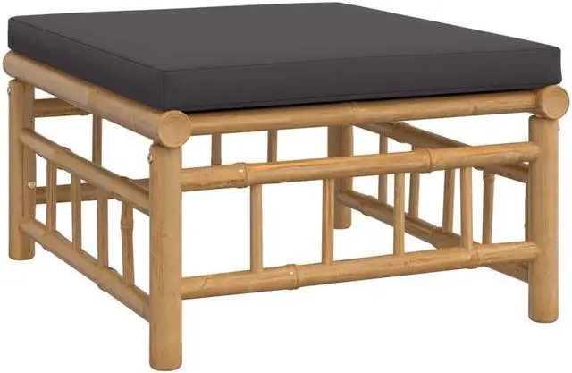 Alt view image 5 of 6 - vidaXL Patio Furniture Set 6 Piece Sectional Sofa with Dark Gray Cushions Bamboo