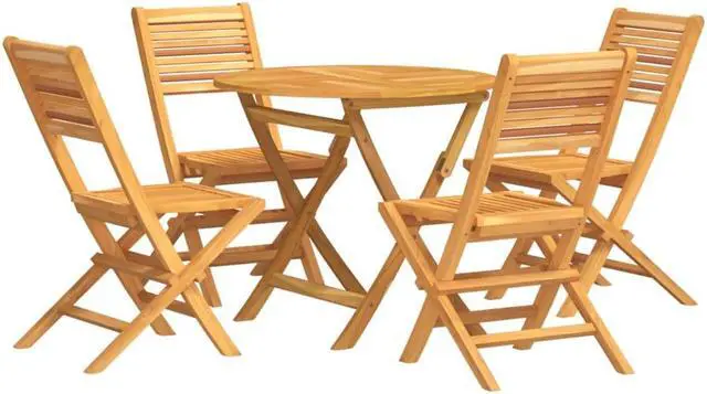Alt view image 2 of 6 - vidaXL Patio Dining Set Table and Chair Furniture 5 Piece Solid Wood Teak