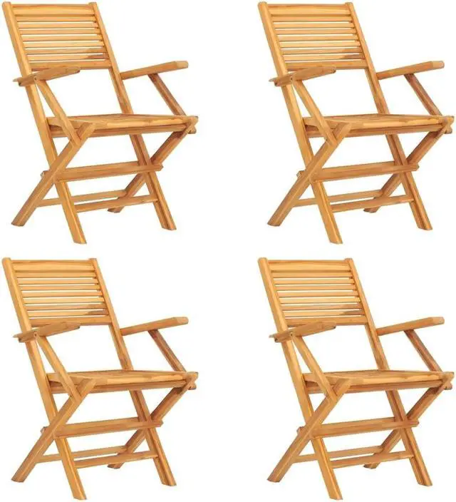 Alt view image 3 of 6 - vidaXL Patio Dining Set Table and Chair Furniture 5 Piece Solid Wood Teak