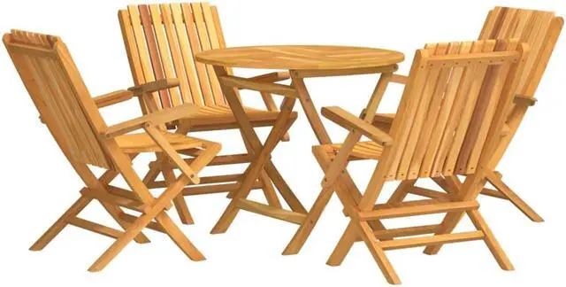 Alt view image 2 of 6 - vidaXL Patio Dining Set Table and Chair Furniture 5 Piece Solid Wood Teak