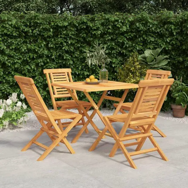 Main image of vidaXL Patio Dining Set Table and Chair Furniture 5 Piece Solid Wood Teak