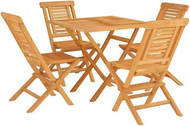 Alt view image 2 of 6 - vidaXL Patio Dining Set Table and Chair Furniture 5 Piece Solid Wood Teak