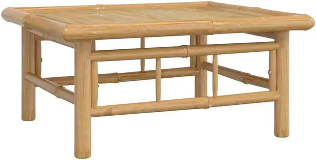 Alt view image 2 of 7 - vidaXL Patio Furniture Set 3 Piece Lounge Set with Cream White Cushions Bamboo