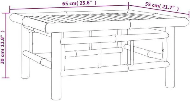 Alt view image 6 of 7 - vidaXL Patio Furniture Set 3 Piece Lounge Set with Cream White Cushions Bamboo