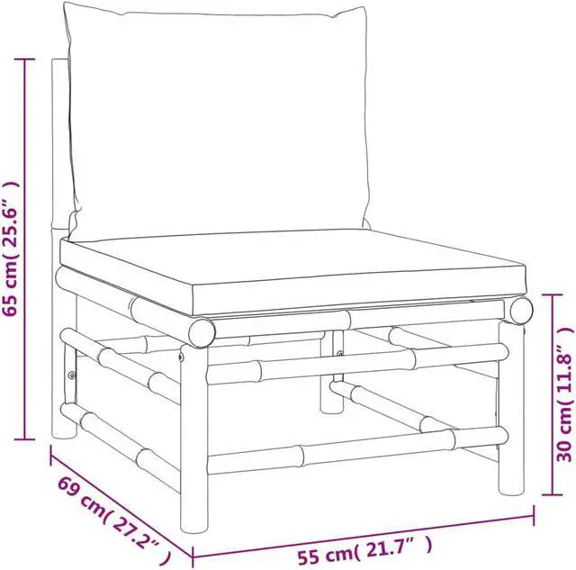 Alt view image 4 of 7 - vidaXL Patio Furniture Set 3 Piece Lounge Set with Light Gray Cushions Bamboo