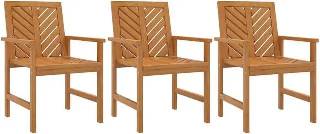 Alt view image 2 of 6 - vidaXL Patio Chair 3 Pcs Patio Furniture Wooden Dining Chair Solid Wood Acacia