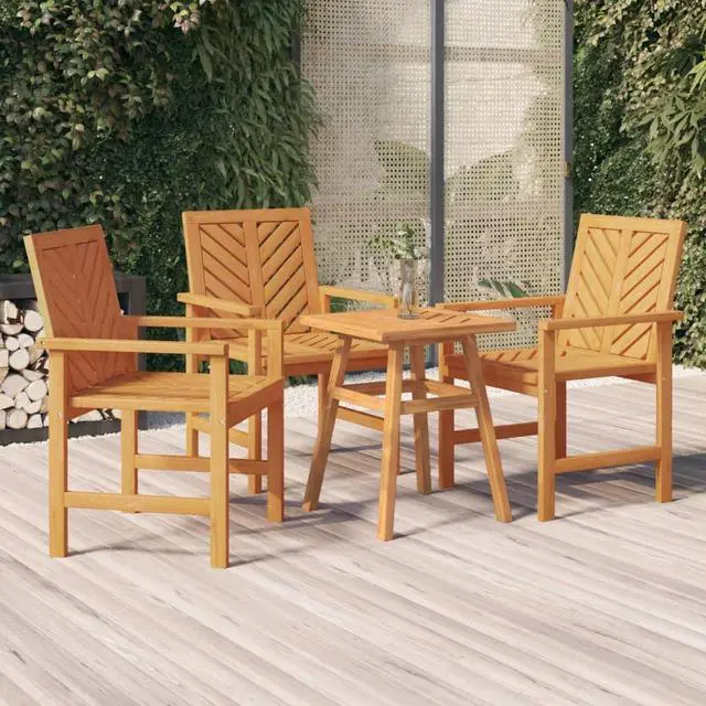 Main image of vidaXL Patio Chair 3 Pcs Patio Furniture Wooden Dining Chair Solid Wood Acacia