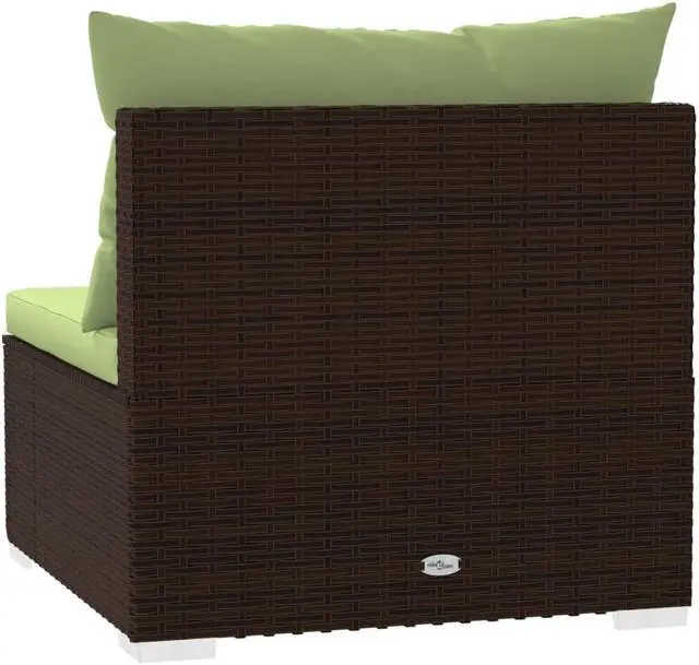 Alt view image 14 of 16 - vidaXL Patio Middle Sofa with Cushions Brown Poly Rattan