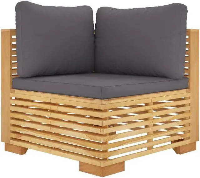 Alt view image 2 of 6 - vidaXL Patio Furniture Outdoor Sofa with Dark Gray Cushions Solid Wood Teak