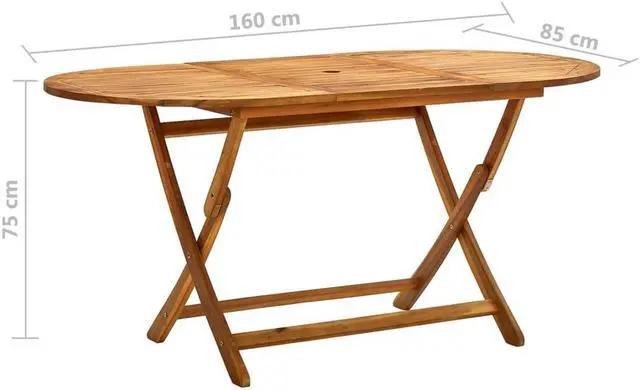 Alt view image 5 of 5 - vidaXL Folding Patio Table Outdoor Folding Garden Table Solid Wood Acacia