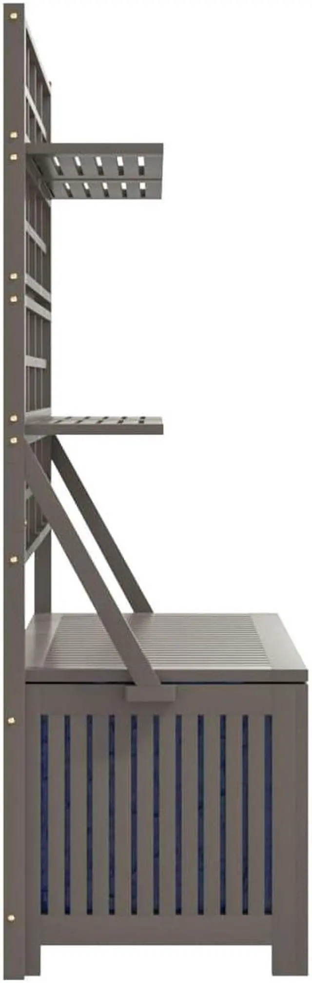Alt view image 6 of 6 - vidaXL Tool Box Storage Box Tool Chest with Trellis Gray Solid Wood Acacia