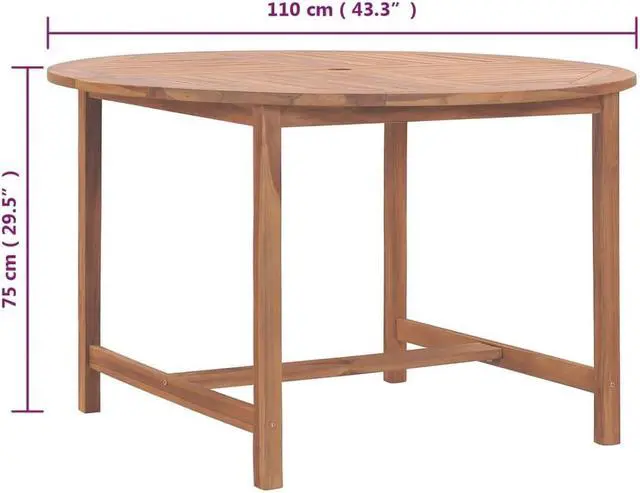 Alt view image 6 of 8 - vidaXL Patio Dining Table 43.3"x29.5" Solid Wood Teak