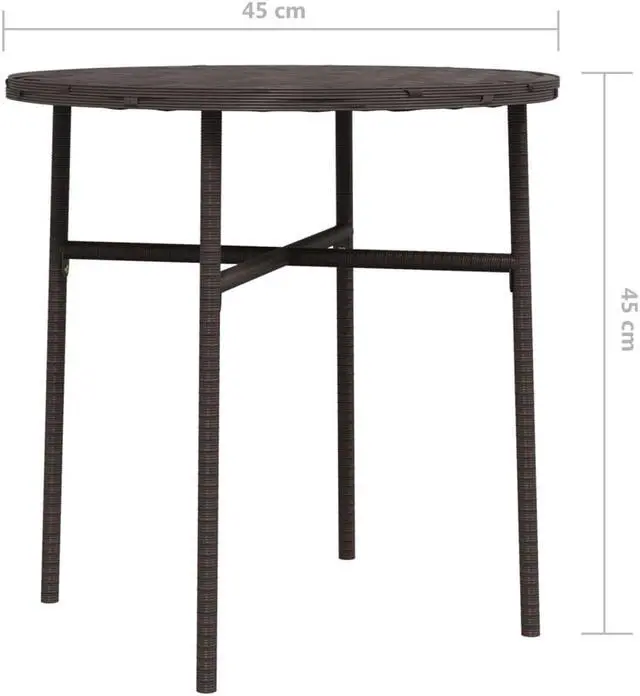 Alt view image 4 of 5 - vidaXL Patio Table Outdoor Side Table for Garden Porch Balcony Brown Poly Rattan