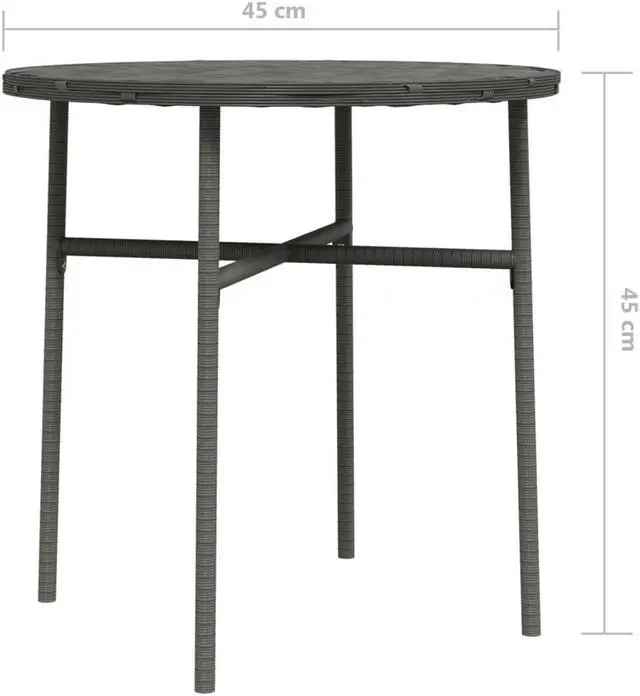 Alt view image 5 of 5 - vidaXL Patio Table Outdoor Side Table for Garden Porch Balcony Gray Poly Rattan