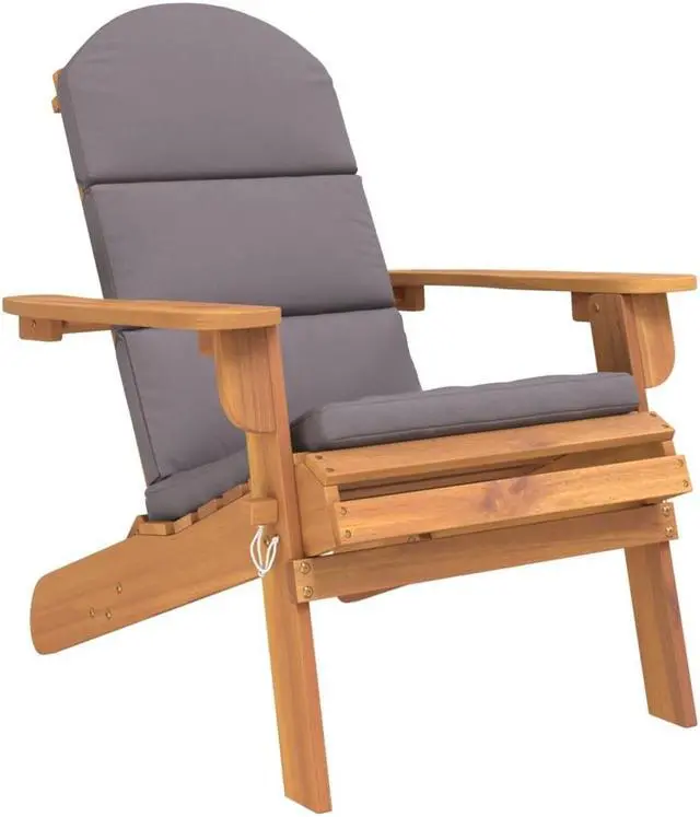 Alt view image 2 of 7 - vidaXL Adirondack Chair Patio Adirondack Chair with Cushions Solid Wood Acacia