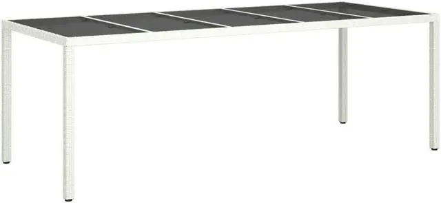 Alt view image 2 of 5 - vidaXL Table Wicker Outdoor Furniture White Poly Rattan and Tempered Glass