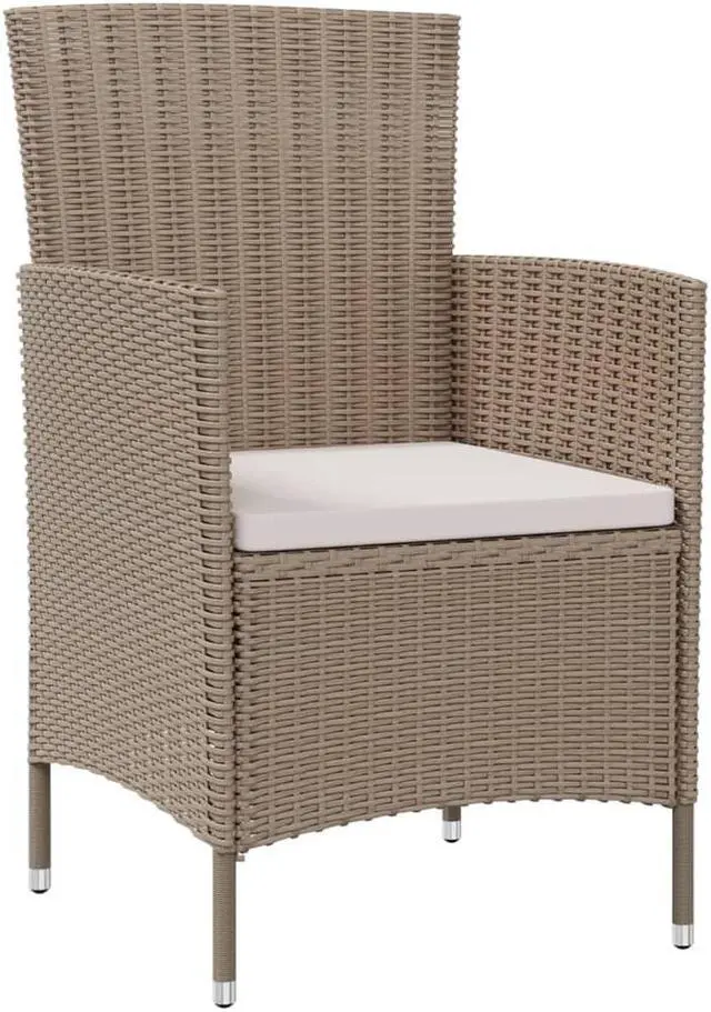 Alt view image 9 of 13 - vidaXL Patio Chairs with Cushions 4 pcs Poly Rattan Beige