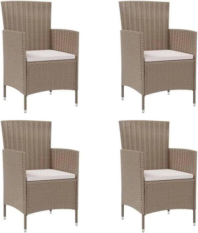 Alt view image 8 of 13 - vidaXL Patio Chairs with Cushions 4 pcs Poly Rattan Beige